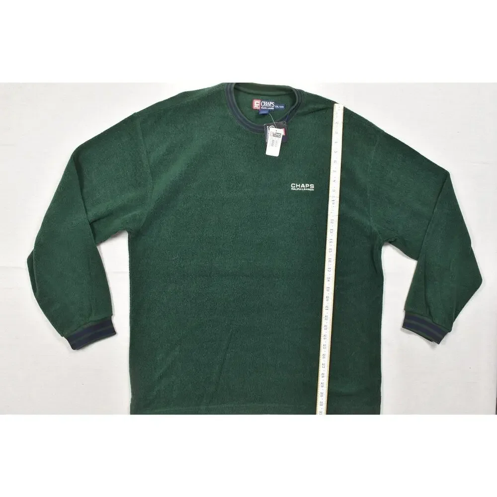 Chaps Ralph Lauren Men's XXL Green Fleece Crewneck Sweater Pullover NWT